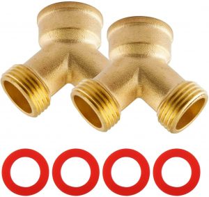Litorange solid brass lead-free bodY 2-way y valve garden hose connector